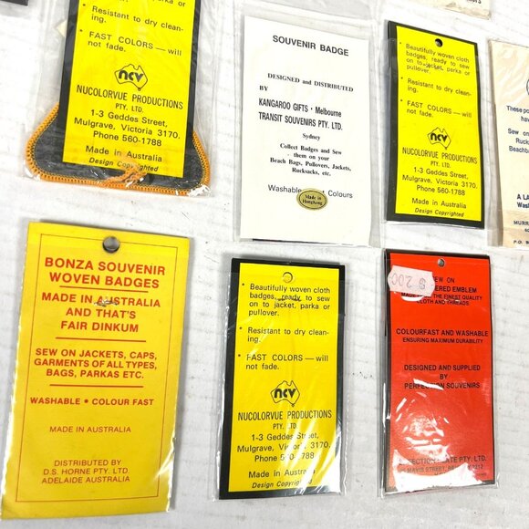 Australia 11 Vtg Woven Souvenir Badge Patch Lot NSW Victoria Adelaide Kangaroo - Picture 7 of 8